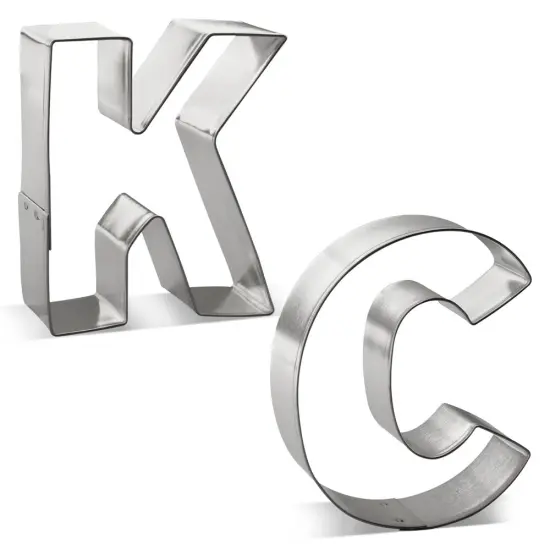 CookieCutter.com Letters KC Cookie Cutter 2 Pc Set HS0451 with Recipe Card, Tin Plate Steel, Made in the USA {5}
