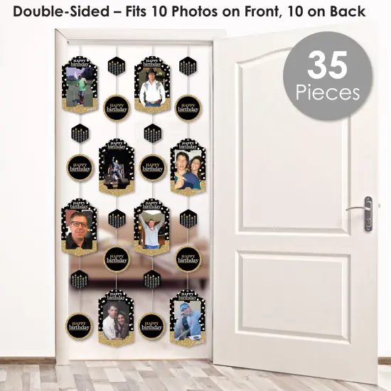Big Dot of Happiness Adult Happy Birthday - Gold - Birthday Party Vertical Photo Garland 35 Pieces {3}