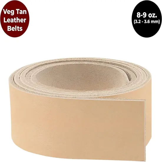#2 Vegetable Tan Import Cowhide Leather Strip 8/9 oz Size: 50" Length and 1/2" to 4" Width {5}