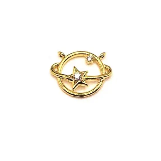 4, 20 or 50 Pieces: Gold Plated, Cubic Zirconia Celestial Connector Charms {1}
