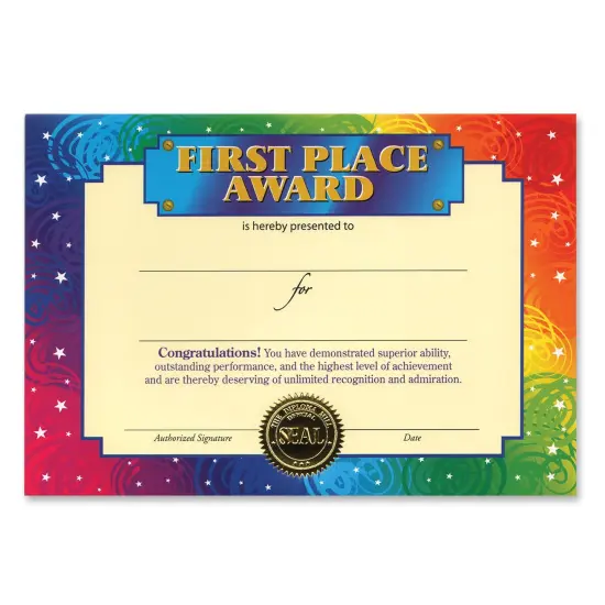 First Place Award Certificate (Pack of 6) {1}