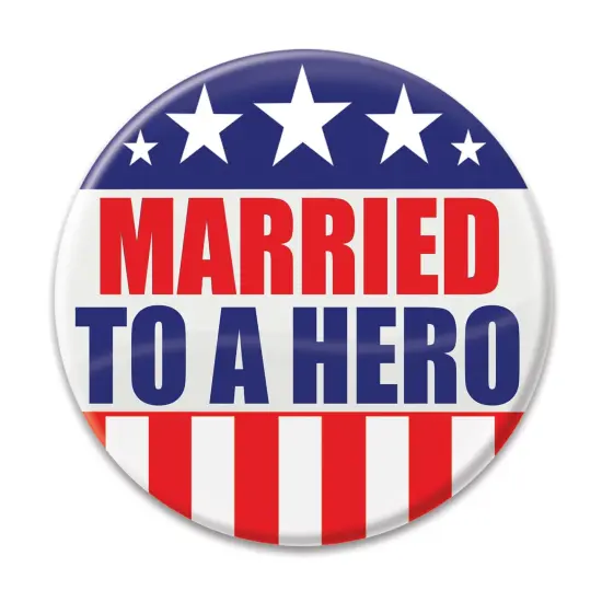 Married To A Hero Button, (Pack of 6) {1}