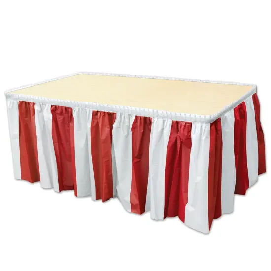 Red & White Stripes Table Skirting (Pack of 6) {1}