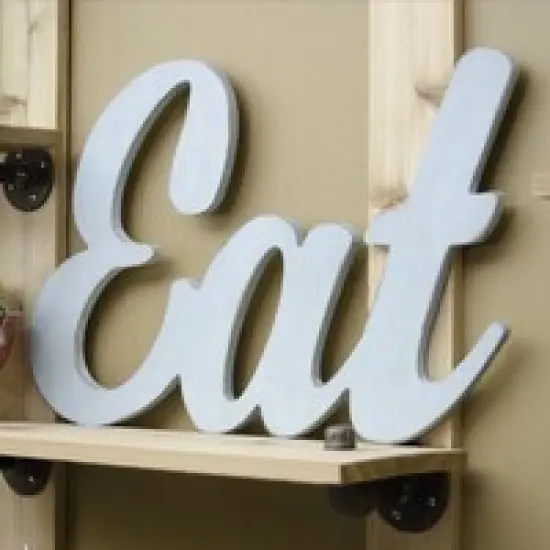 23 in. Unfinished Wooden Cursive "Eat" Sign {3}