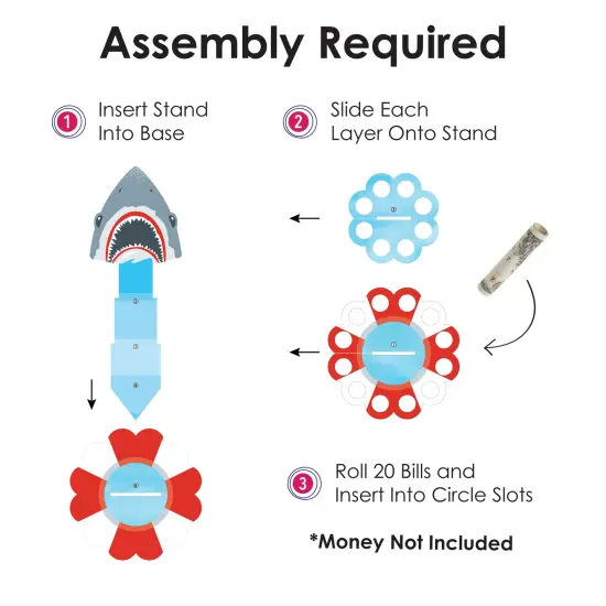 Big Dot of Happiness Shark Zone - DIY Jawsome Shark Party or Birthday Party Money Holder Gift - Cash Cake {6}