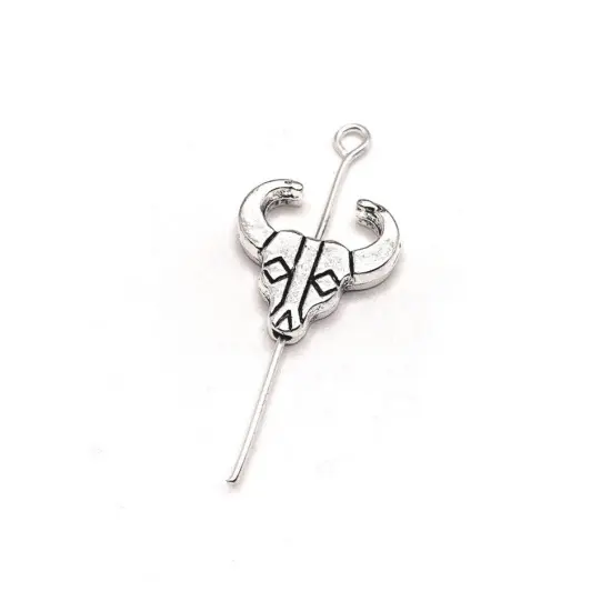 4, 20 or 50 Pieces: Southwestern Cattle Skull Spacer Charm Beads - Double Sided {1}