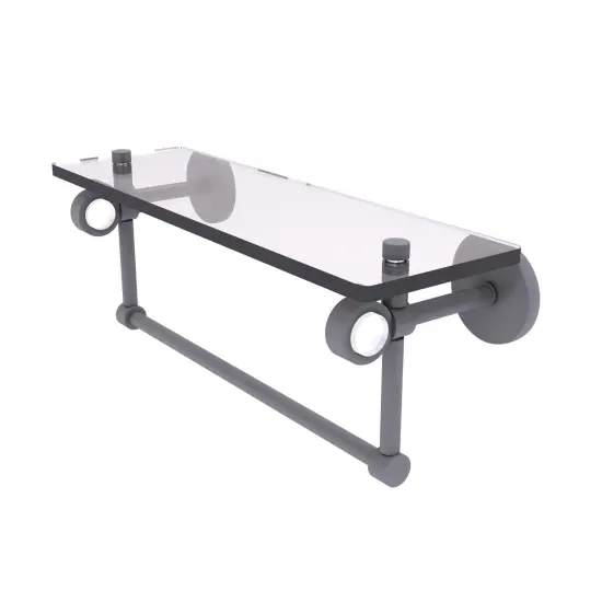 Clearview Collection 16 Inch Glass Shelf With Towel Bar - Matte Gray {1}