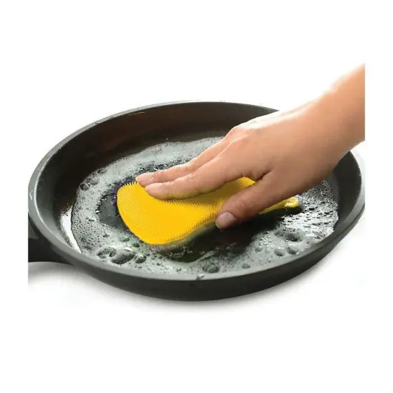 Norpro Silicone Dish Scrubbing Sponge / Vegetable Scrubber Brush - Yellow {2}