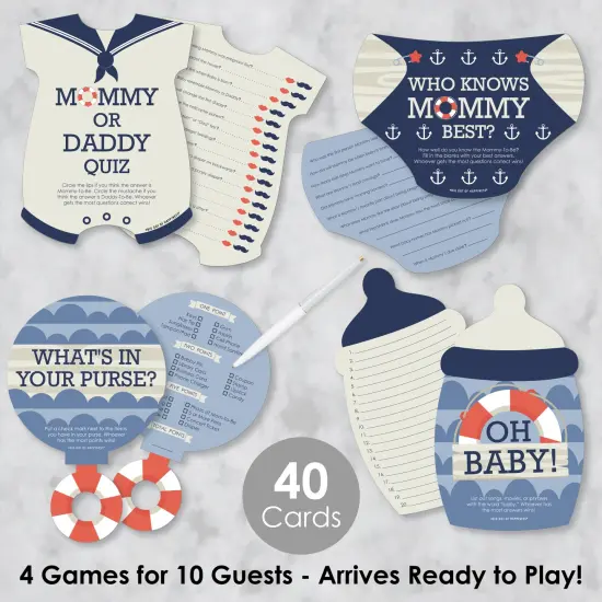 Big Dot of Happiness Ahoy &ndash; Nautical - 4 Baby Shower Games - 10 Cards Each - Gamerific Bundle {3}