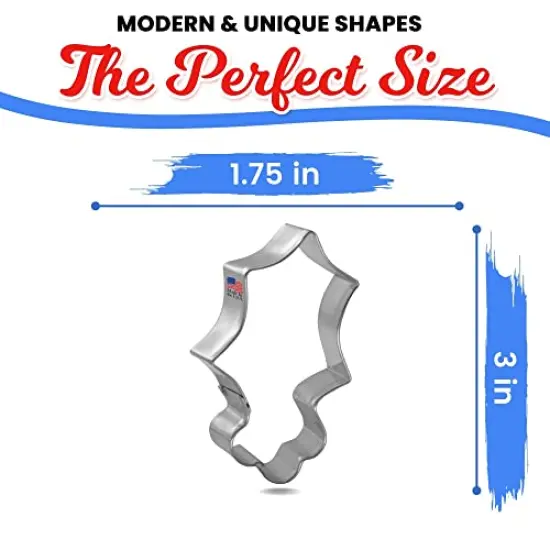 Holly Leaf Cookie Cutter 3 in, CookieCutter.com, Tin Plated Steel, Handmade in the USA {3}