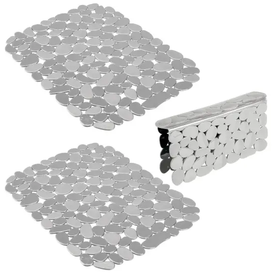 mDesign Plastic Kitchen Sink Protector Set - Pebble Design - Set of 3 {4}