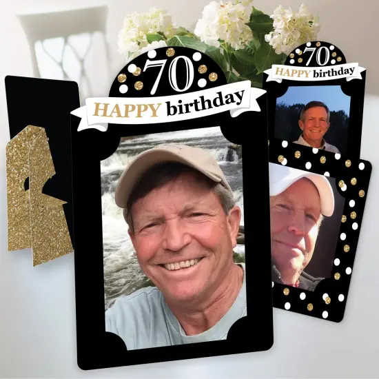 Big Dot of Happiness Adult 70th Birthday - Gold - Birthday Party 4x6 Picture Display - Paper Photo Frames - Set of 12 {1}