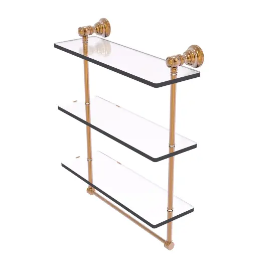 Carolina Collection 16 Inch Triple Glass Shelf With Towel Bar - Brushed Bronze {1}