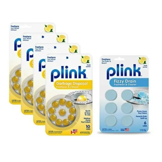 Plink Garbage Disposal Cleaner & Disposer Deodorizer 40 Lemon Treatment Pack and Plink Fizzy Drain Cleaner 6 Treatment Pack Combo {1}