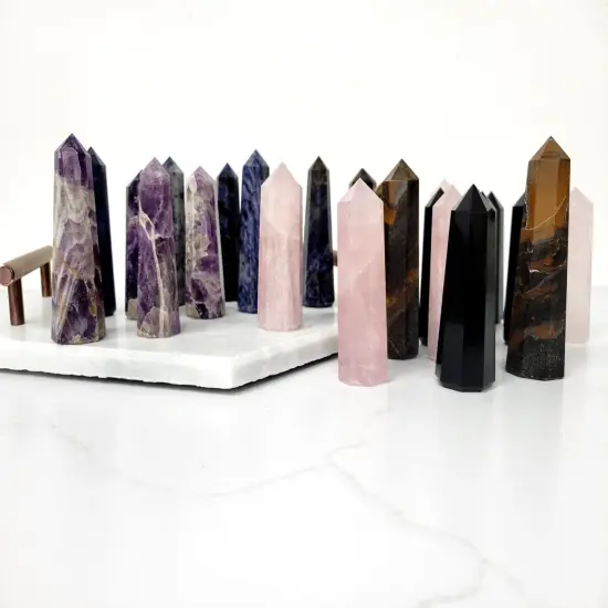Hand-Polished Crystal Tower Point Obelisk - 8 sided TIGERS EYE {3}