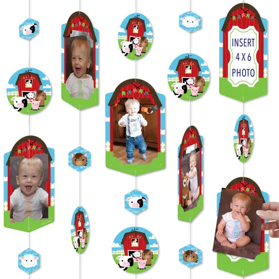 Big Dot of Happiness Farm Animals - Barnyard Baby Shower or Birthday Party Vertical Photo Garland 35 Pieces {1}
