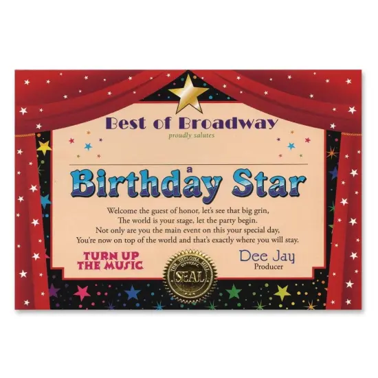 Birthday Star Certificate (Pack of 6) {1}