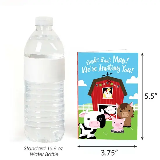 Big Dot of Happiness Farm Animals - Fill In Baby Shower or Birthday Party Invitations (8 count) {4}