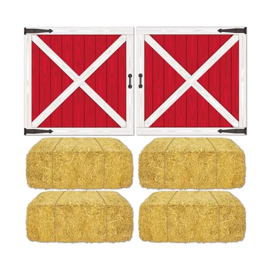 Barn Loft Door & Hay Bale Props (Pack of 12) {1}