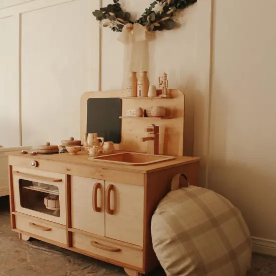 Pretend Play Kitchen, Playroom Furniture for Children, Christmas Baby Gift, Wood Kitchen Play Montessori {1}