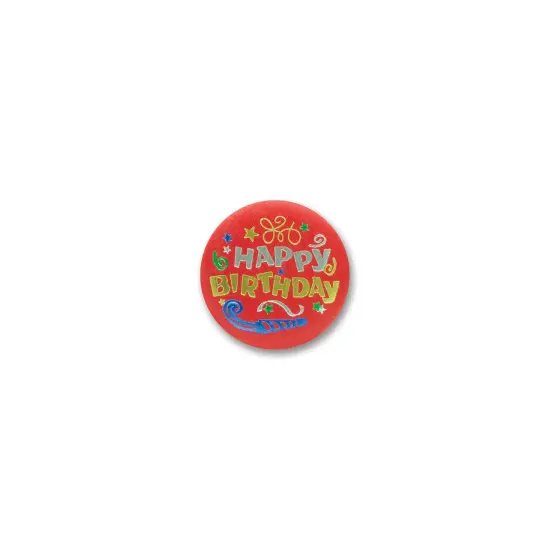 Happy Birthday Satin Button (Pack of 6) {1}