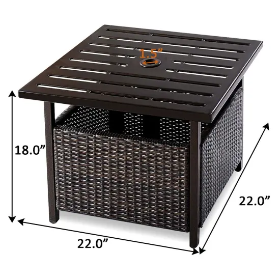 Costway Brown Rattan Wicker Steel Side Table Outdoor Furniture Deck Garden Patio Pool {2}