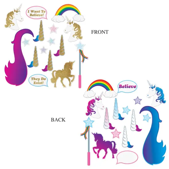 Unicorn Glittered Photo Fun Signs, (Pack Of 12) {1}
