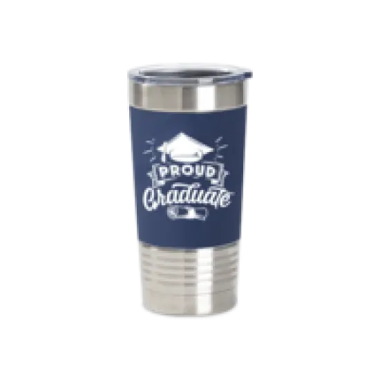 20oz Stainless Steel Tumber with Removable Silicone Sleeve (Navy/White) {2}