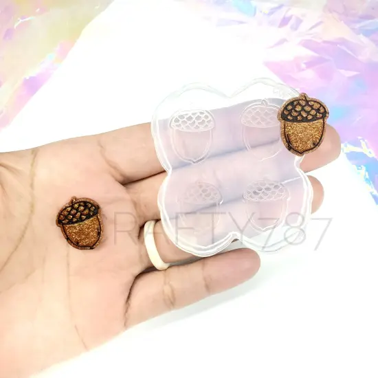 Cute Fall Acorns Stud Silicone Mold(A9) {1}