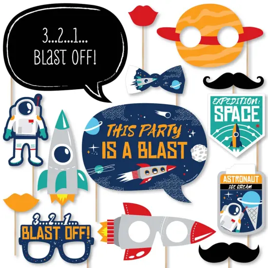 Big Dot of Happiness Blast Off to Outer Space - Rocket Ship Baby Shower or Birthday Party Photo Booth Props Kit - 20 Count {1}