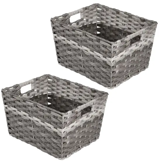 mDesign Wide Rectangular Woven Home Storage Basket Bin, 2 Pack {4}