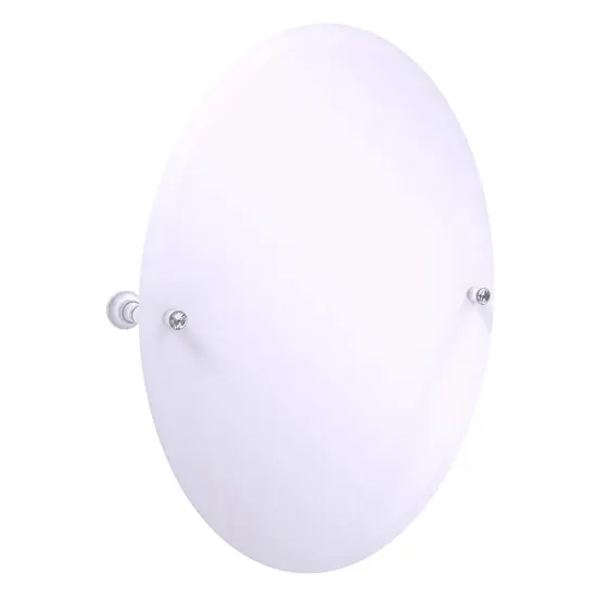 Carolina Crystal Collection Frameless Oval Tilt Mirror With Beveled Edge - Matte White {1}