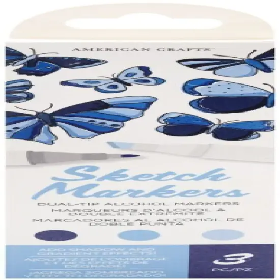 American Crafts - Sketch Markers Collection - Dual Tip - Chisel and Fine Point - Glacier 3 Pack 34007538 {3}