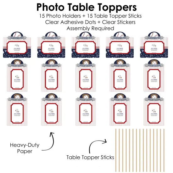 Big Dot of Happiness Batter Up - Baseball - Baby Shower or Birthday Party Picture Centerpiece Sticks - Photo Table Toppers - 15 Pieces {6}