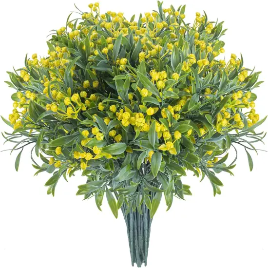 Everlasting Blossoms: 10 Bundles of UV Resistant Artificial Flowers for Outdoor Elegance Orange {3}