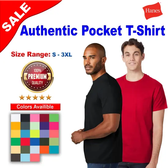 Hanes&reg; Authentic Pocket T-Shirt Deep Royal {4}