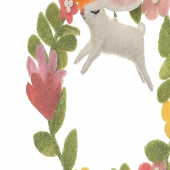 9.06" Easter Spring Bunny Rabbit Floral Flowers Decorative Wreath {6}