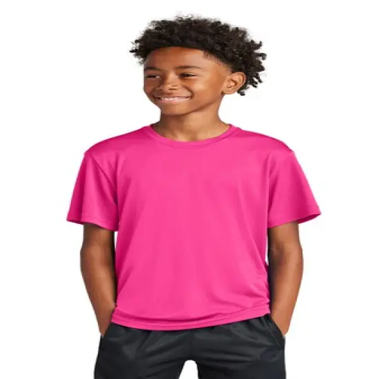 Sport-Tek&reg; Youth Crewneck PosiCharge Competitor Short Sleeve Tee Neon pink {1}