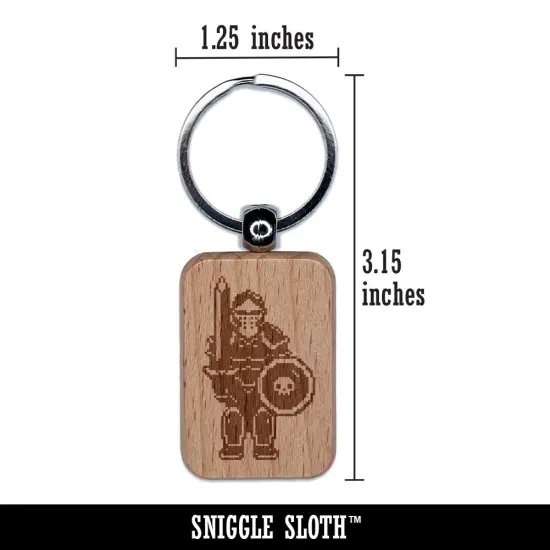 Pixel Knight Armor Warrior Fighter Dungeons Dragons Engraved Wood Rectangle Keychain Tag Charm {2}