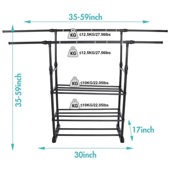 Heavy Duty Clothing Garment Rack Rolling Clothes Organizer Double Rails Hanging {2}