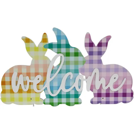 Northlight Gingham Bunnies Welcome Easter Wall Sign - 13.75" Multi {1}