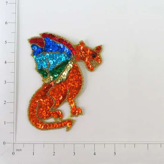 5" x 3 3/4" Harry the Dragon Sequin Applique/Patch {1}