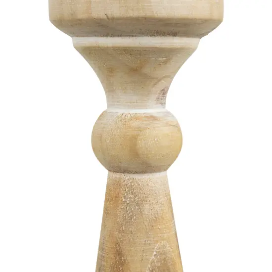 Northlight Two Tone Wooden Pedestal Pillar Candle Holder - 12" Brown {6}