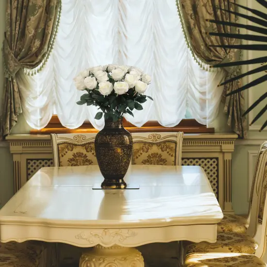 Box of 12: White Silk Rose Bud Stems - Elegant Faux Floral for Weddings, Bouquets & Home Decor, Floral Home by Artificial Flowers {5}