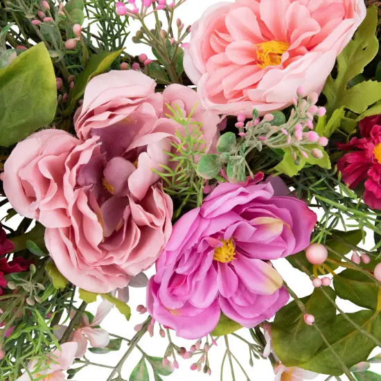 Northlight Peony Mixed Floral Half Spring Wreath - 28" - Pink {6}