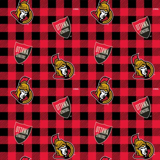 Sykel Enterprises NHL Team Cotton Fabric-Ottawa Senators Buffalo Plaid Cotton Quilting Fabric {1}
