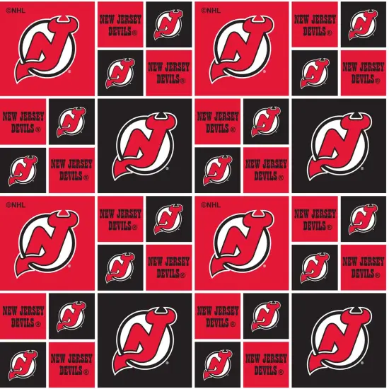 Sykel Enterprises NHL Team Cotton Fabric-New Jersey Devils Geometric Cotton Quilting Fabric {1}