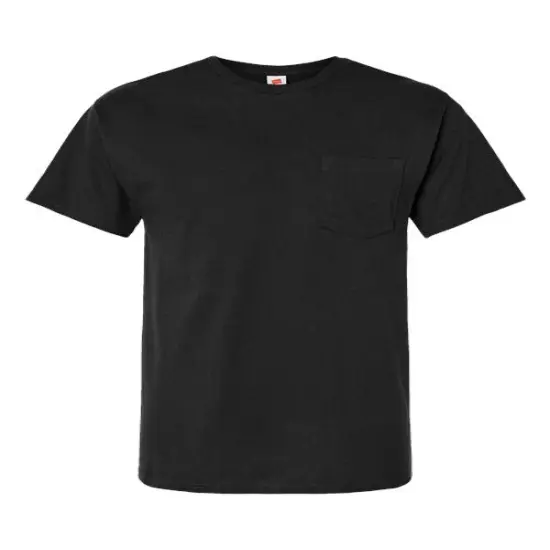 Hanes&reg; Essential-T Pocket Crew Neck Short Sleeve T-Shirt Black {1}
