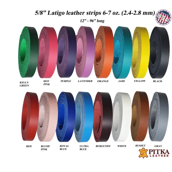 5/8 Inch Leather Strips Latigo 6-7oz (2.4 - 2.8 mm) up to 96" Long - Belts - Collars - Leashes - Purse Straps - Guitar Straps - Hat Bands {2}