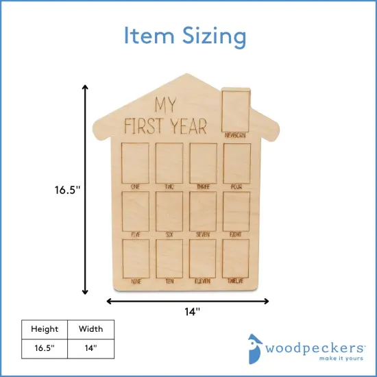 My 1st Year Photo Frame 14" for Baby Keepsake, Decor, & Bday Party | Woodpeckers {4}